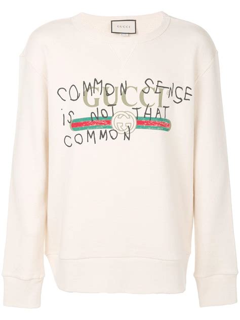 gucci common sense isnt so common sweater|Gucci runway slogans.